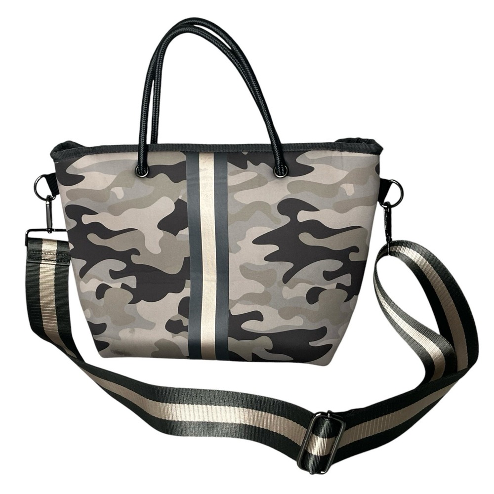 Haute Shore Camo Neoprene Tote Bag with Stripes Crossbody Shoulder Strap